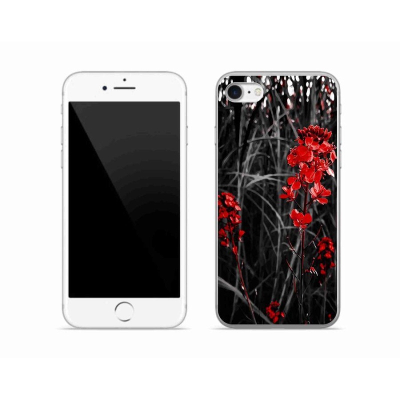 Gelový kryt mmCase na mobil iPhone 7 - červená rostlina