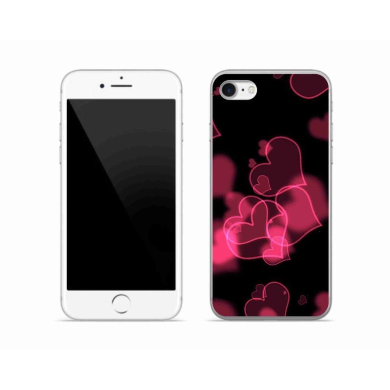 Gelový kryt mmCase na mobil iPhone 7 - červená srdíčka