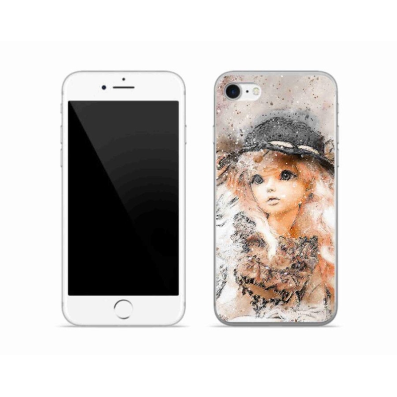 Gelový kryt mmCase na mobil iPhone 7 - holčička s kloboukem