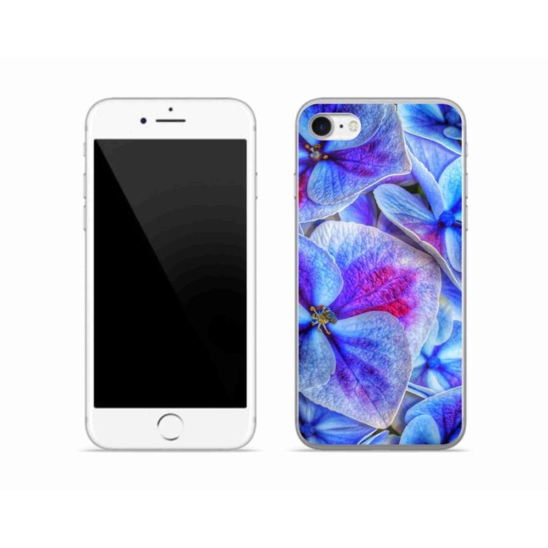 Gelový kryt mmCase na mobil iPhone 7 - modré květy 1