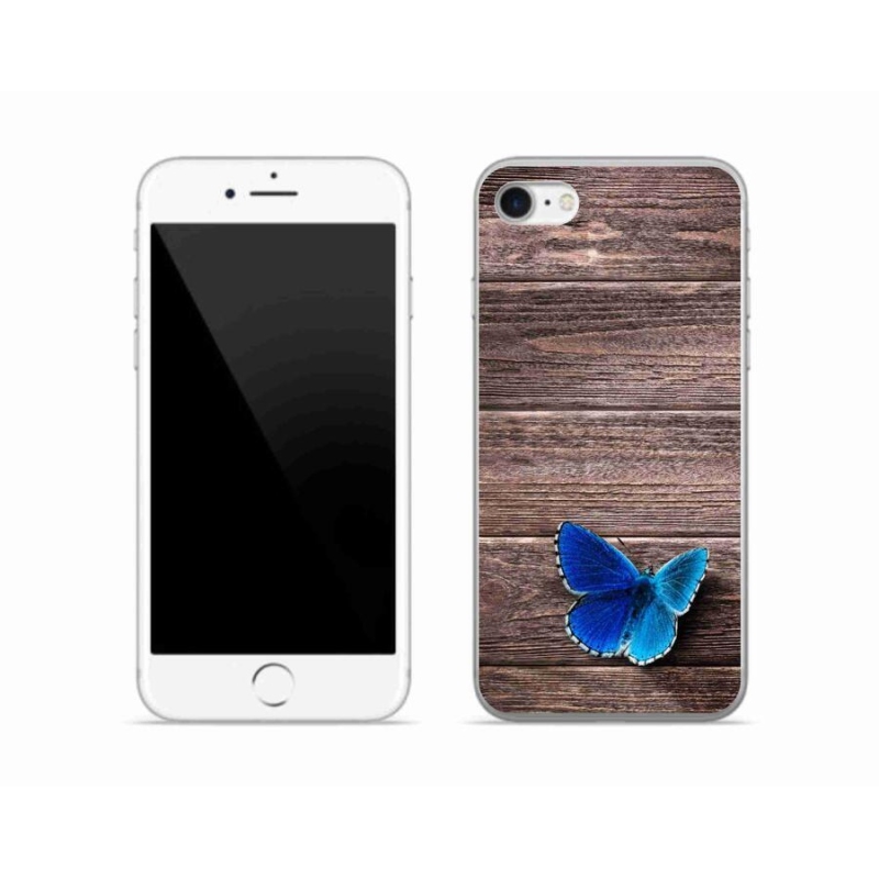 Gelový kryt mmCase na mobil iPhone 7 - modrý motýl 1