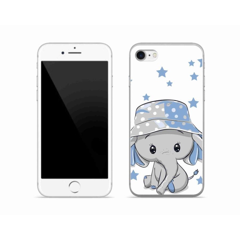 Gelový kryt mmCase na mobil iPhone 7 - modrý slon