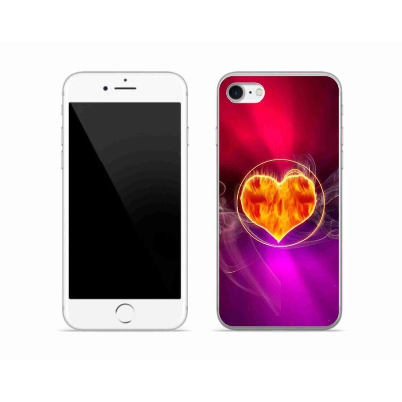 Gelový kryt mmCase na mobil iPhone 7 - ohnivé srdce
