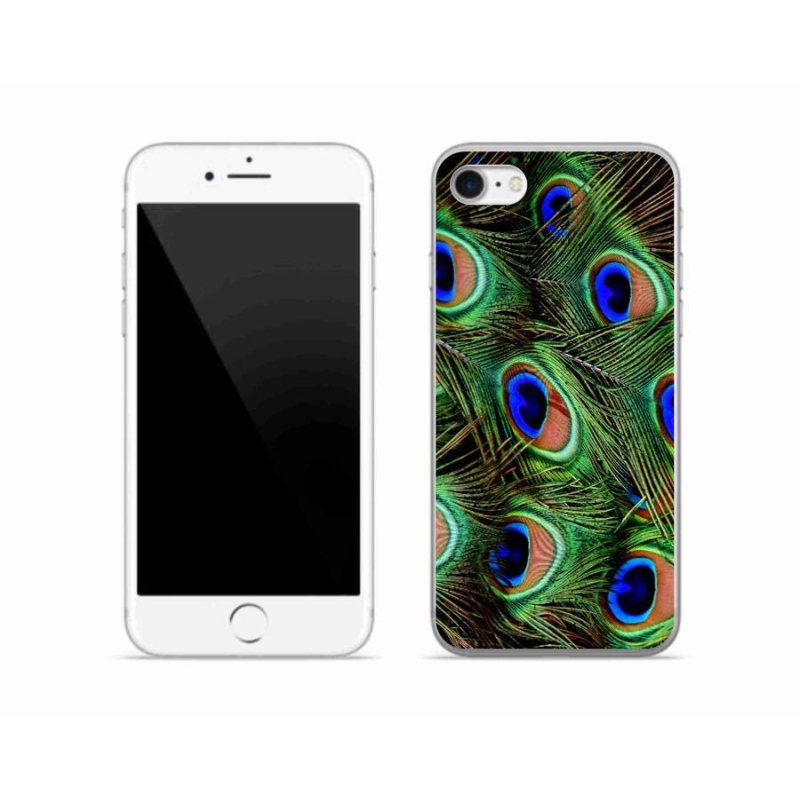 Gelový kryt mmCase na mobil iPhone 7 - paví peří