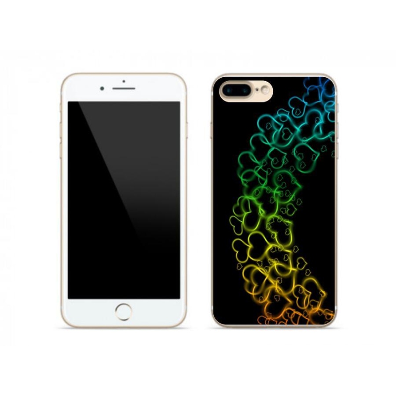 Gelový kryt mmCase na mobil iPhone 7 Plus - barevná srdíčka