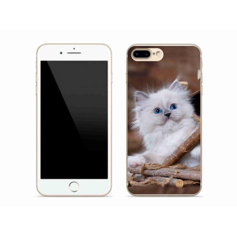 Gelový kryt mmCase na mobil iPhone 7 Plus - bílé kotě