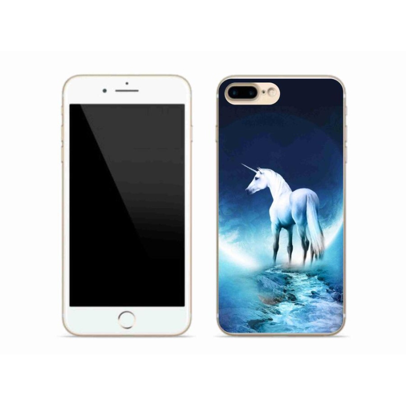Gelový kryt mmCase na mobil iPhone 7 Plus - bílý jednorožec