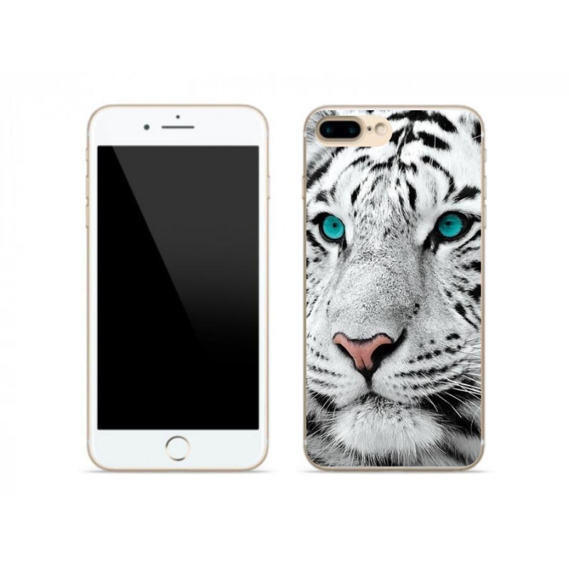 Gelový kryt mmCase na mobil iPhone 7 Plus - bílý tygr