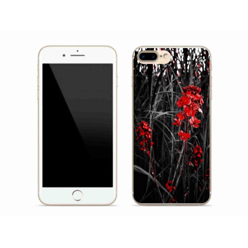 Gelový kryt mmCase na mobil iPhone 7 Plus - červená rostlina