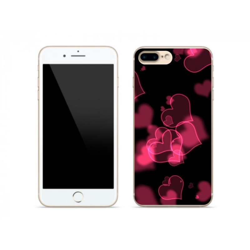 Gelový kryt mmCase na mobil iPhone 7 Plus - červená srdíčka