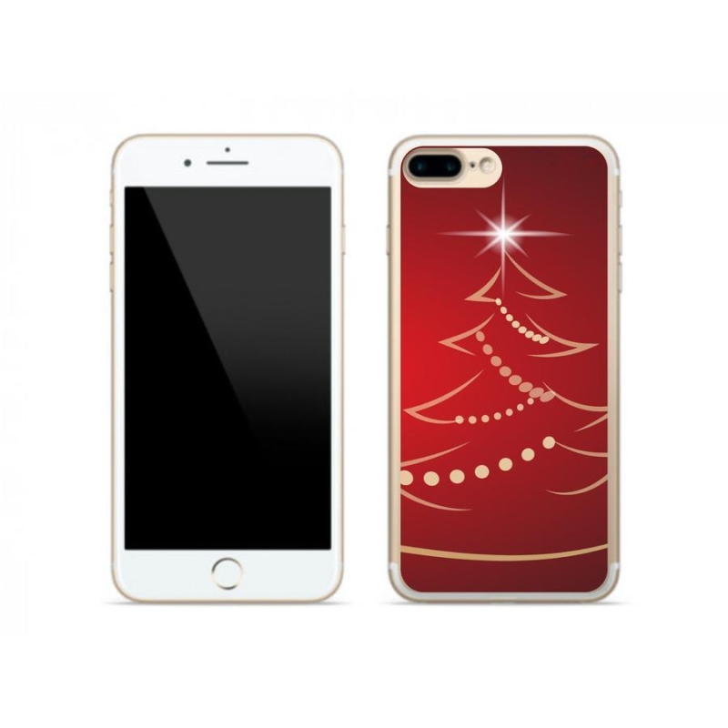 Gelový kryt mmCase na mobil iPhone 7 Plus - kreslený vánoční stromek