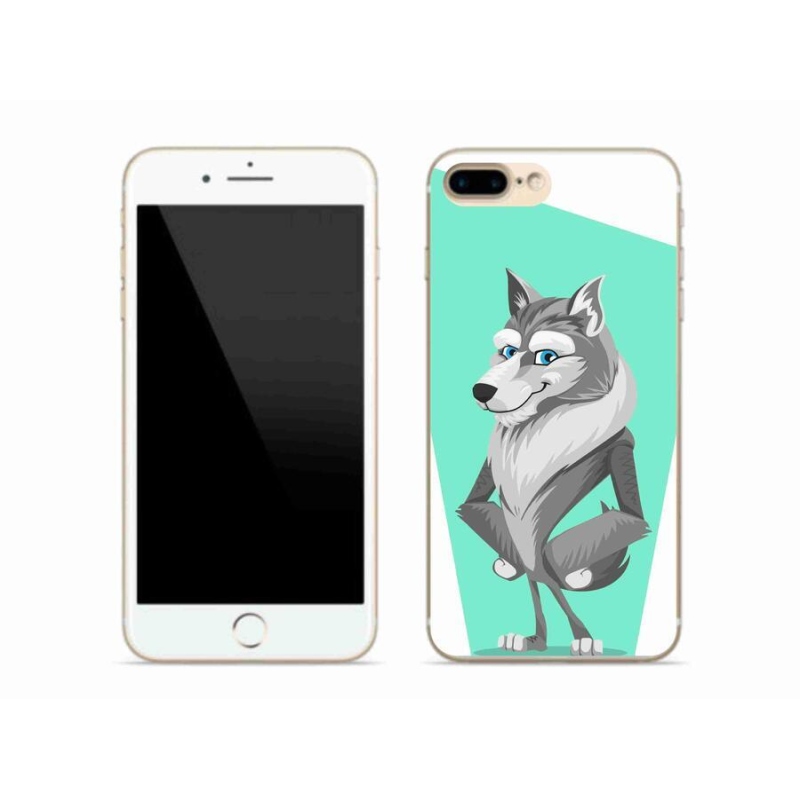 Gelový kryt mmCase na mobil iPhone 7 Plus - kreslený vlk