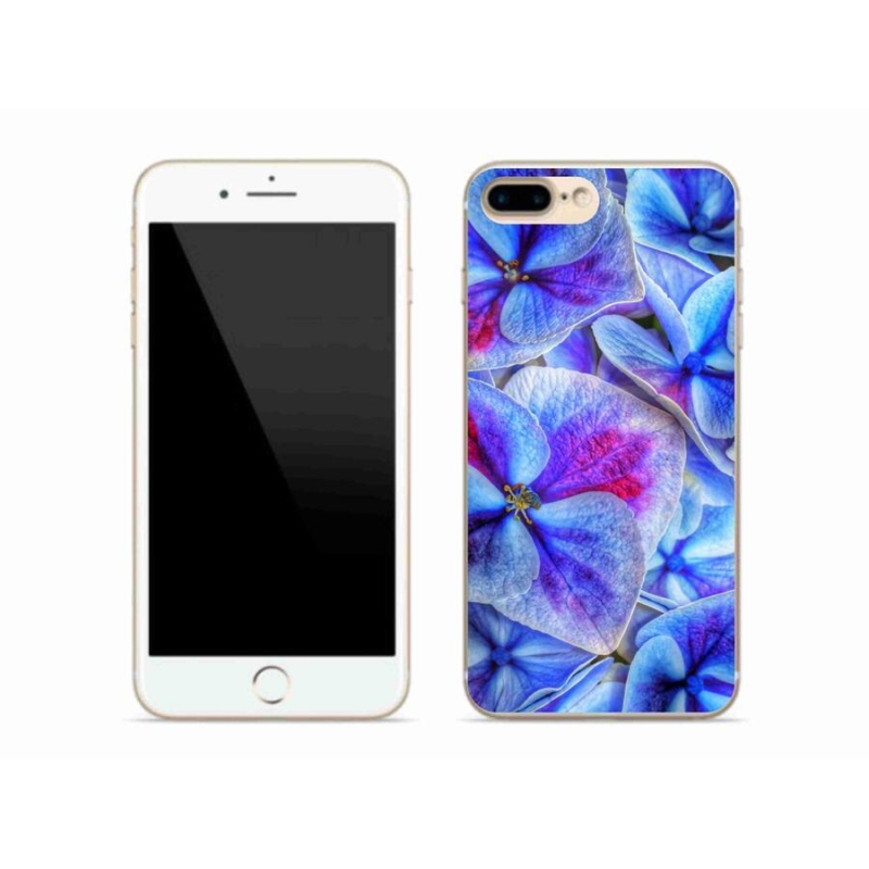Gelový kryt mmCase na mobil iPhone 7 Plus - modré květy 1