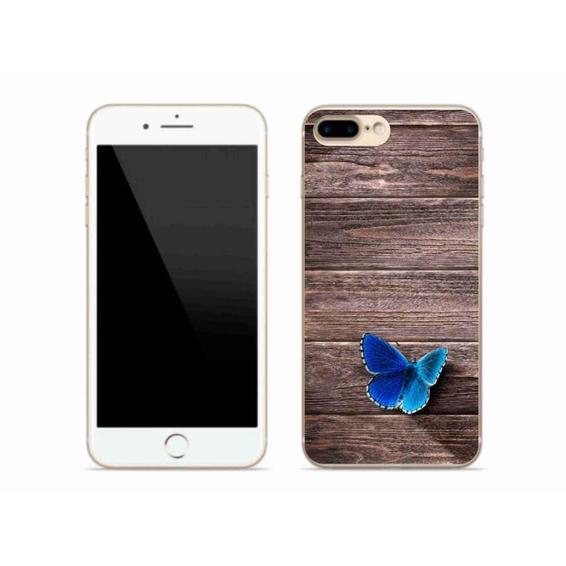 Gelový kryt mmCase na mobil iPhone 7 Plus - modrý motýl 1
