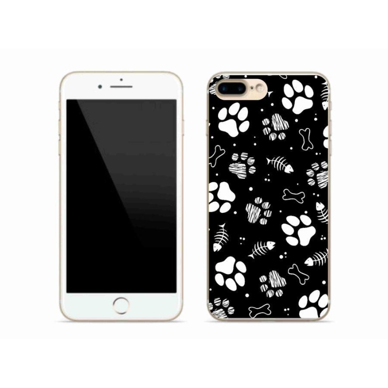 Gelový kryt mmCase na mobil iPhone 7 Plus - psí tlapky