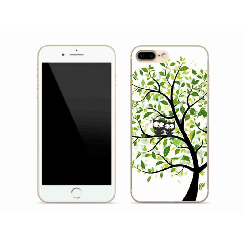 Gelový kryt mmCase na mobil iPhone 7 Plus - sovičky na stromě