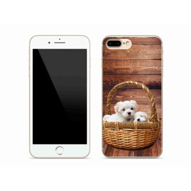 Gelový kryt mmCase na mobil iPhone 7 Plus - štěňátka