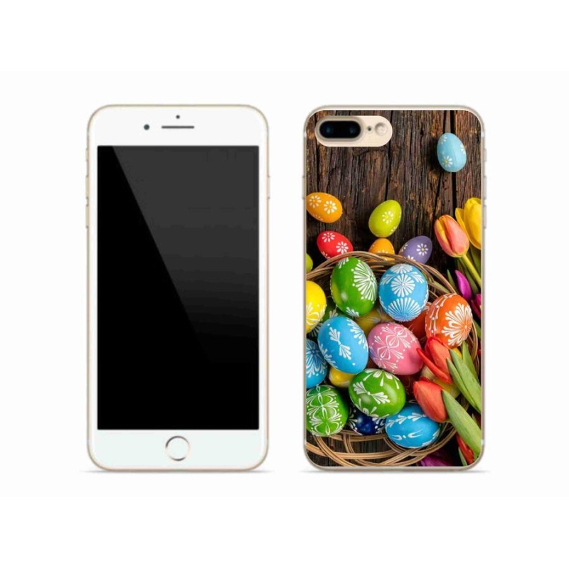 Gelový kryt mmCase na mobil iPhone 7 Plus - velikonoční vajíčka