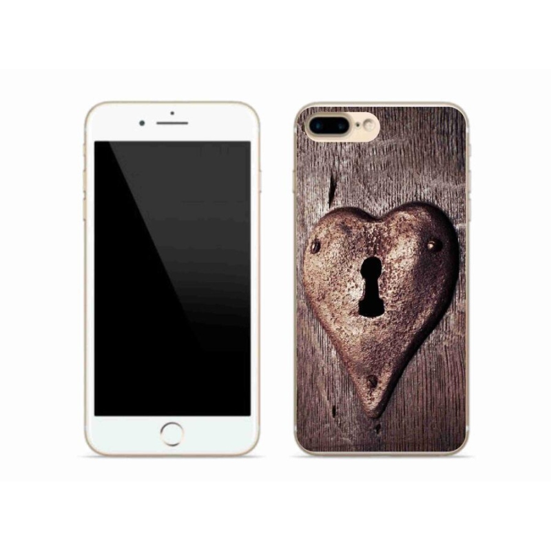 Gelový kryt mmCase na mobil iPhone 7 Plus - zámek ve tvaru srdce