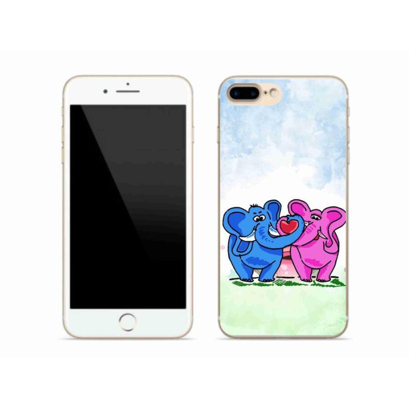 Gelový kryt mmCase na mobil iPhone 7 Plus - zamilovaní sloni