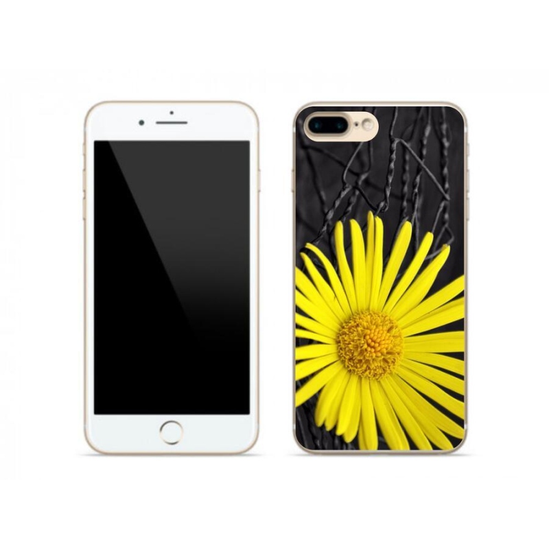 Gelový kryt mmCase na mobil iPhone 7 Plus - žlutá květina