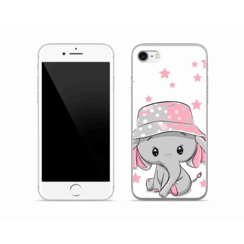 Gelový kryt mmCase na mobil iPhone 7 - růžový slon