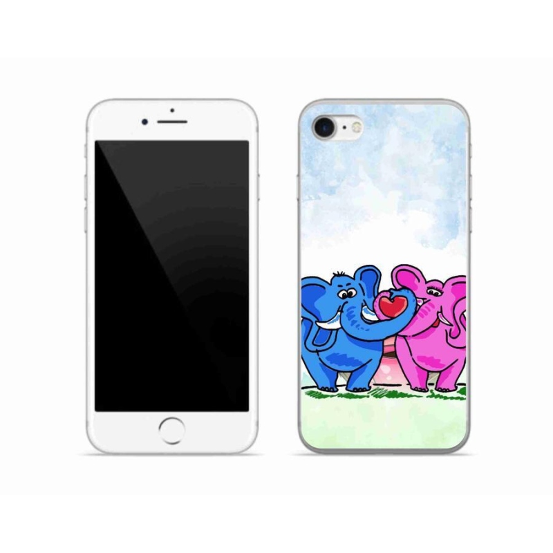 Gelový kryt mmCase na mobil iPhone 7 - zamilovaní sloni