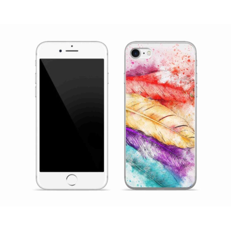 Gelový kryt mmCase na mobil iPhone 8 - barevné peří