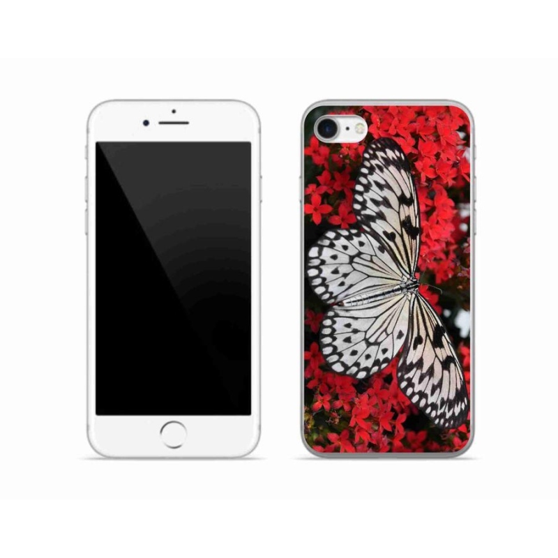 Gelový kryt mmCase na mobil iPhone 8 - černobílý motýl 1
