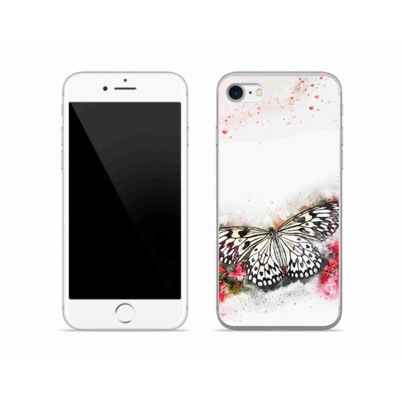 Gelový kryt mmCase na mobil iPhone 8 - černobílý motýl