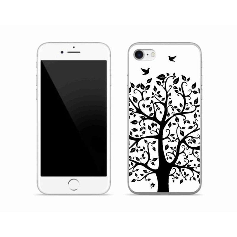 Gelový kryt mmCase na mobil iPhone 8 - černobílý strom