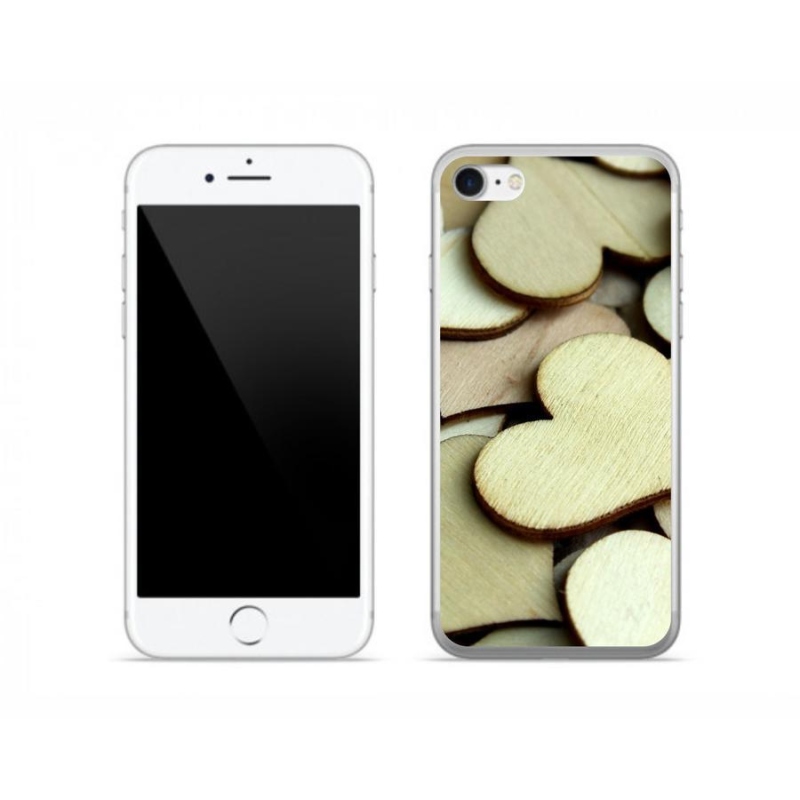 Gelový kryt mmCase na mobil iPhone 8 - dřevěná srdíčka
