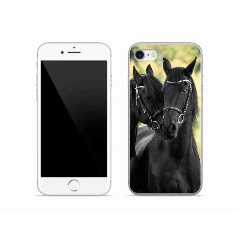 Gelový kryt mmCase na mobil iPhone 8 - dva černí koně