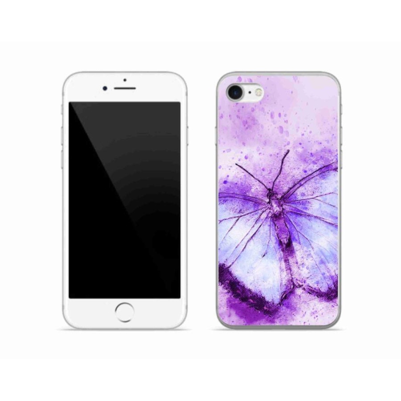 Gelový kryt mmCase na mobil iPhone 8 - fialový motýl