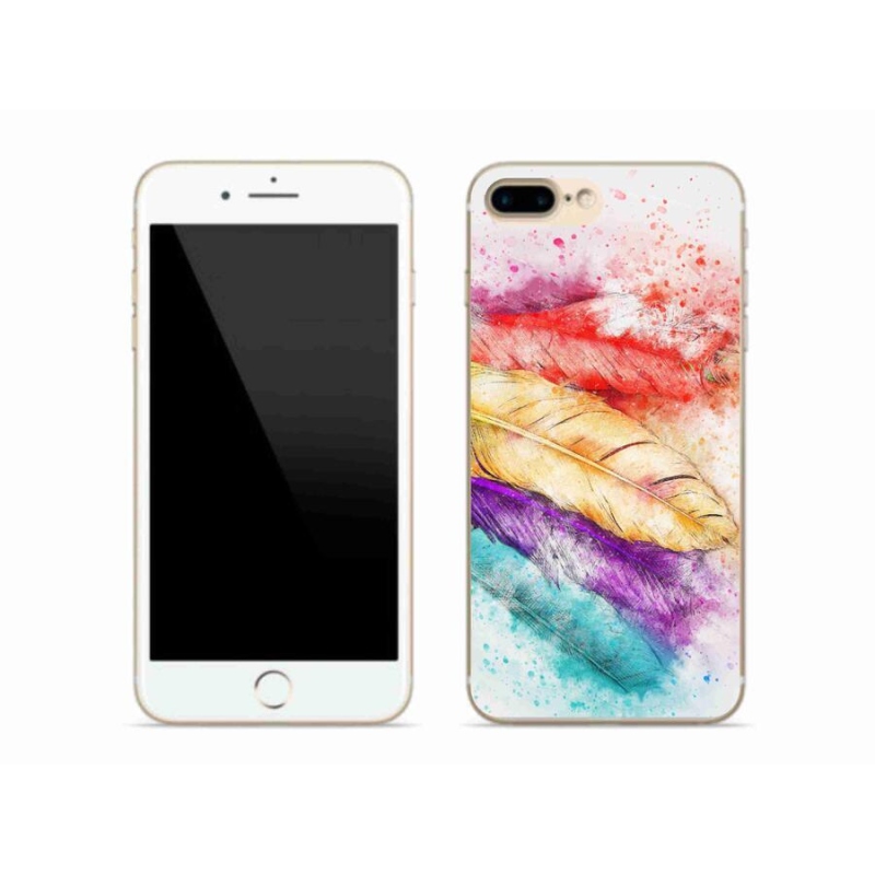Gelový kryt mmCase na mobil iPhone 8 Plus - barevné peří