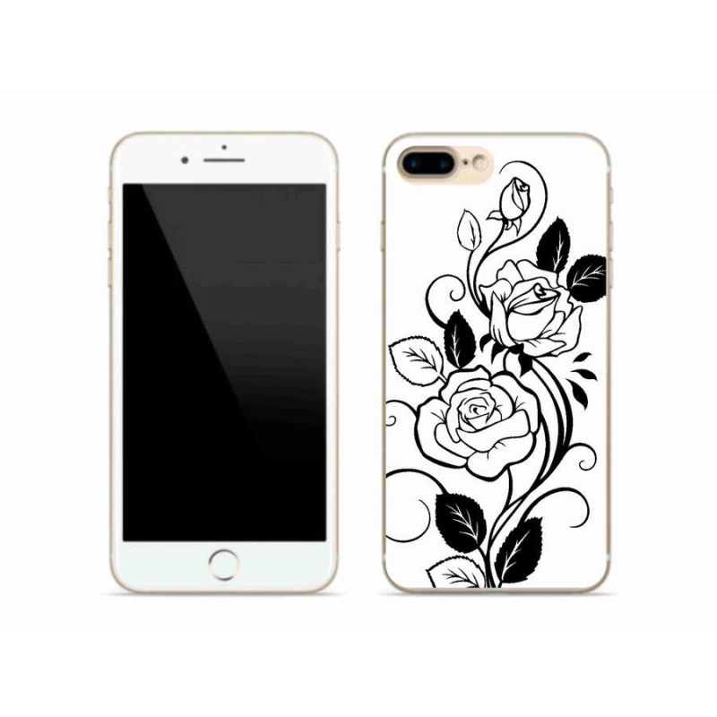 Gelový kryt mmCase na mobil iPhone 8 Plus - černobílá růže