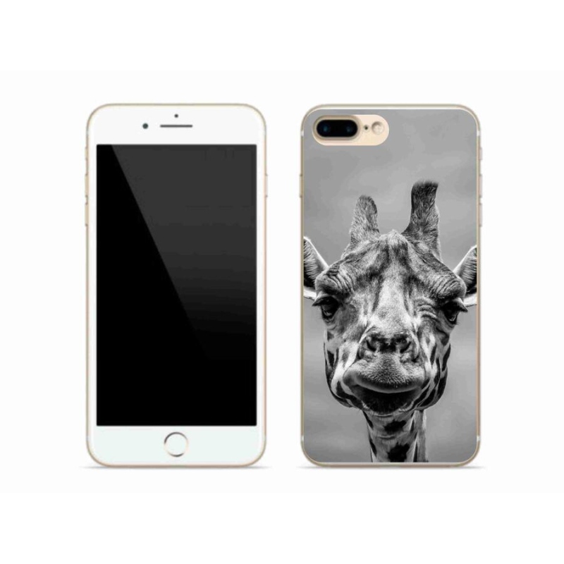 Gelový kryt mmCase na mobil iPhone 8 Plus - černobílá žirafa