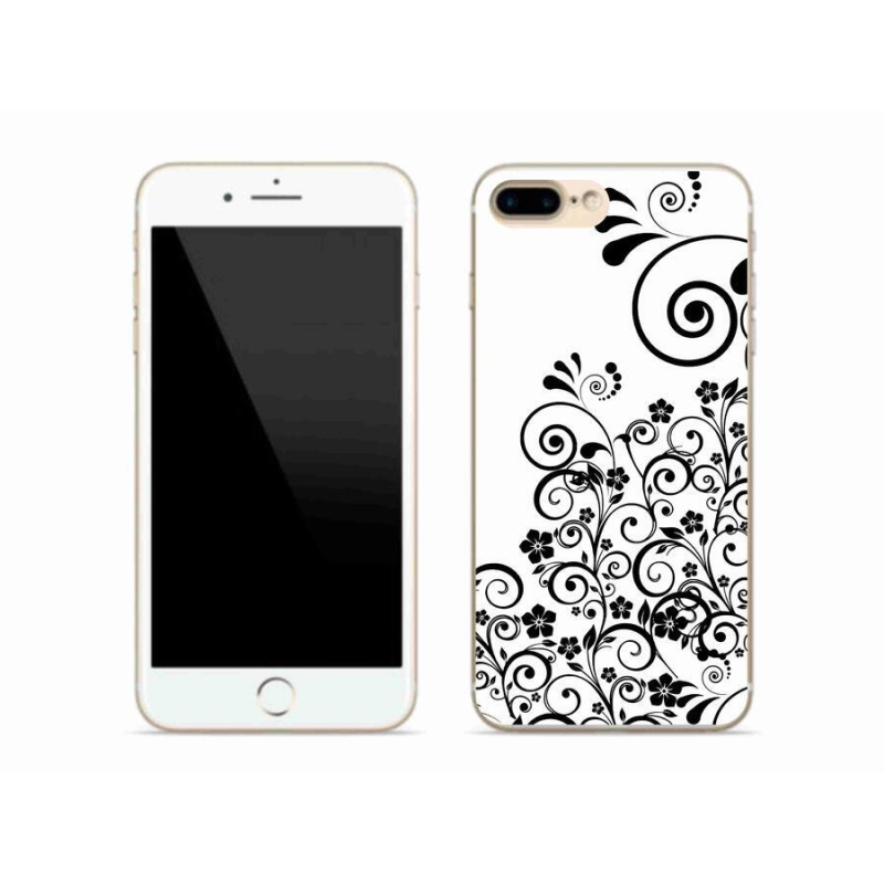 Gelový kryt mmCase na mobil iPhone 8 Plus - černobílé květinové vzory