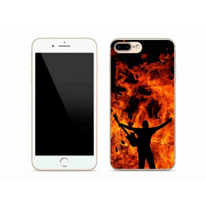 Gelový kryt mmCase na mobil iPhone 8 Plus - muzikant a oheň
