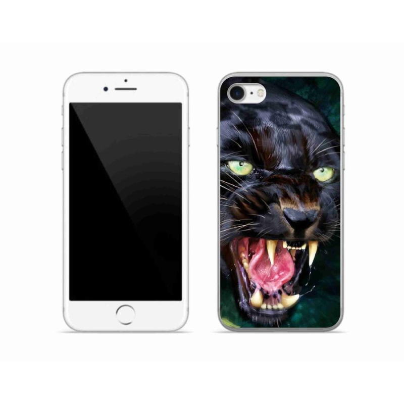 Gelový kryt mmCase na mobil iPhone 8 - rozzuřený černý panter