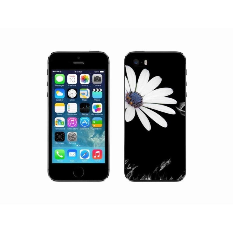 Gelový kryt mmCase na mobil iPhone SE (2016) - bílá květina