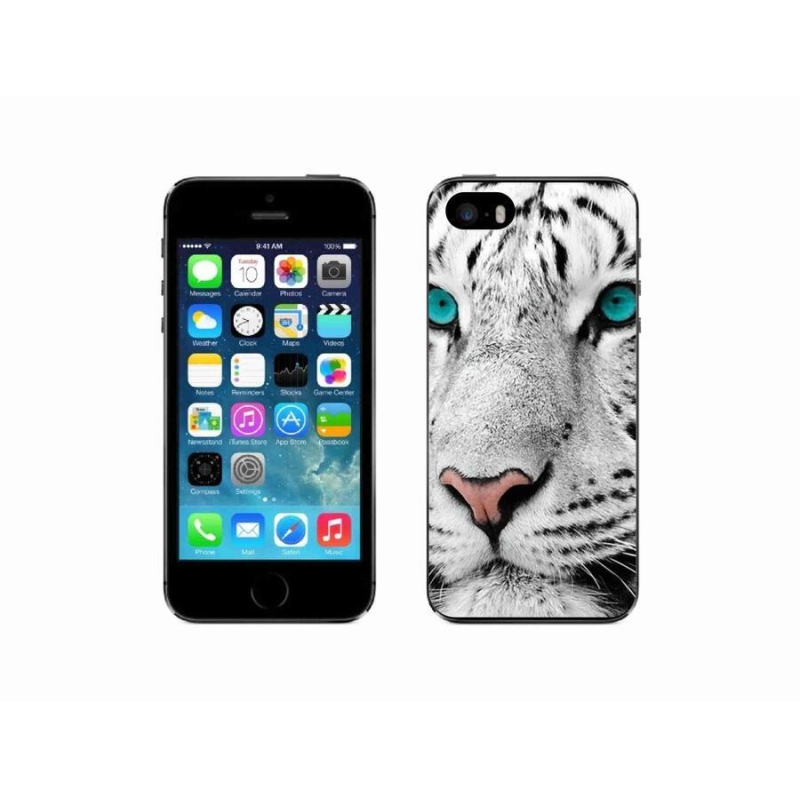 Gelový kryt mmCase na mobil iPhone SE (2016) - bílý tygr
