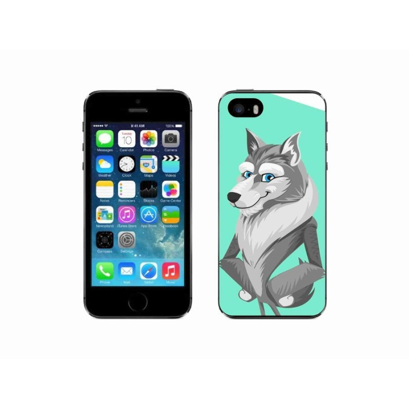 Gelový kryt mmCase na mobil iPhone SE (2016) - kreslený vlk