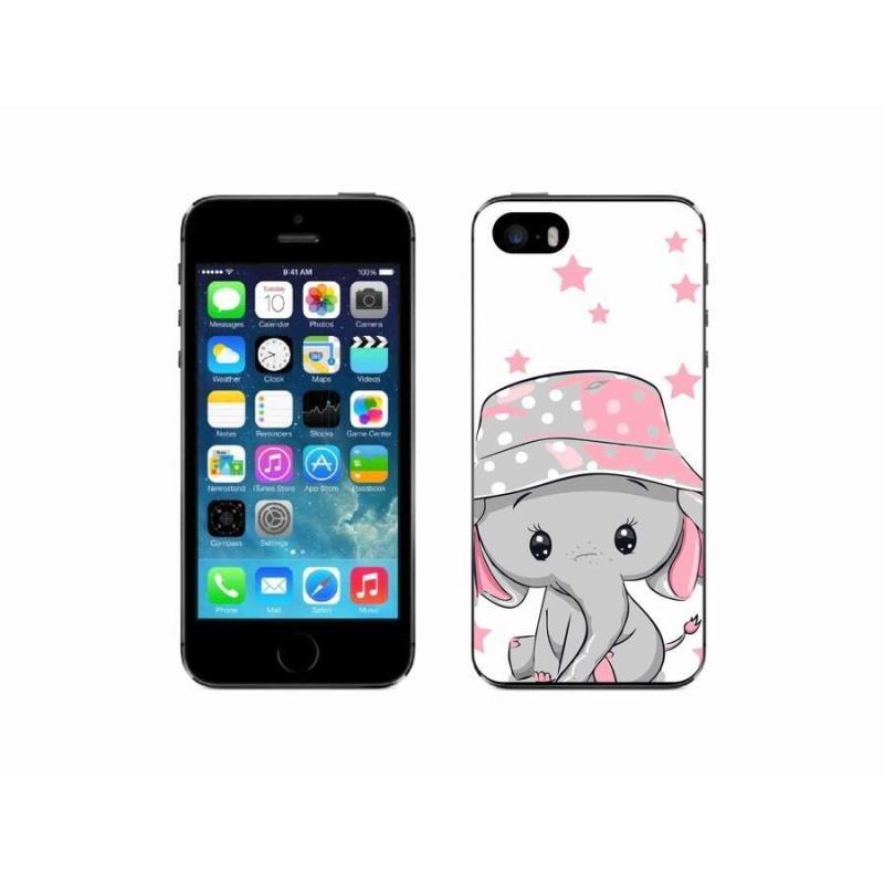 Gelový kryt mmCase na mobil iPhone SE (2016) - růžový slon