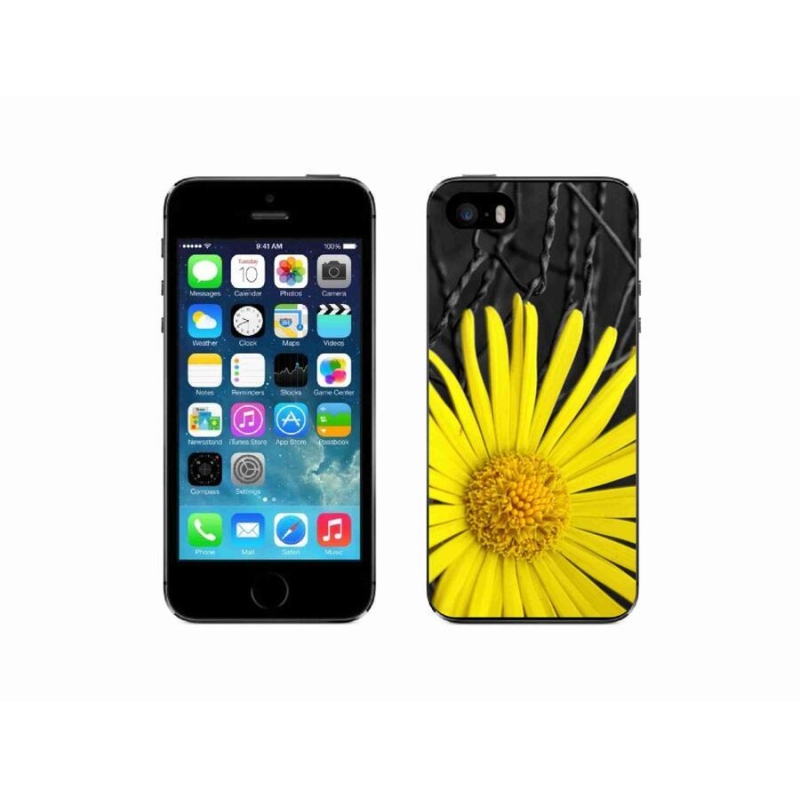 Gelový kryt mmCase na mobil iPhone SE (2016) - žlutá květina