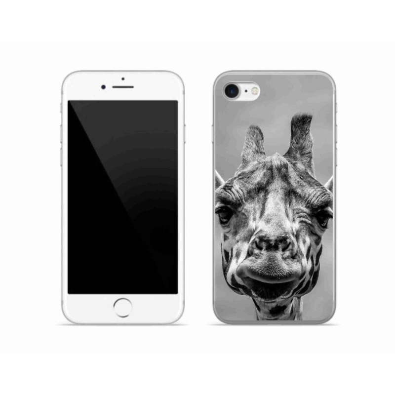 Gelový kryt mmCase na mobil iPhone SE (2020) - černobílá žirafa