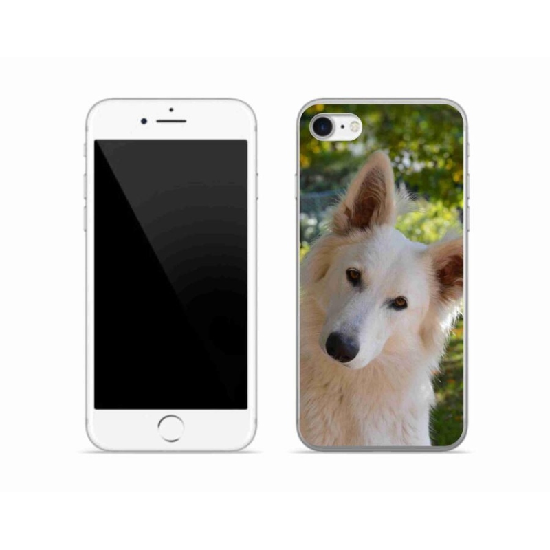 Gelový kryt mmCase na mobil iPhone SE (2022) - bílý švýcarský ovčák 1