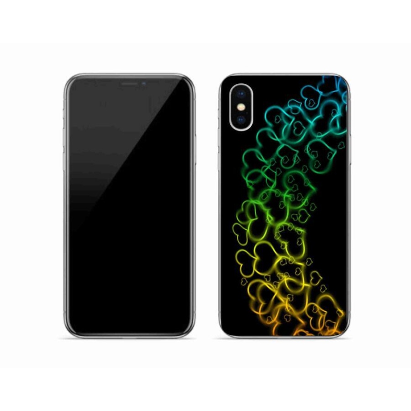 Gelový kryt mmCase na mobil iPhone X - barevná srdíčka