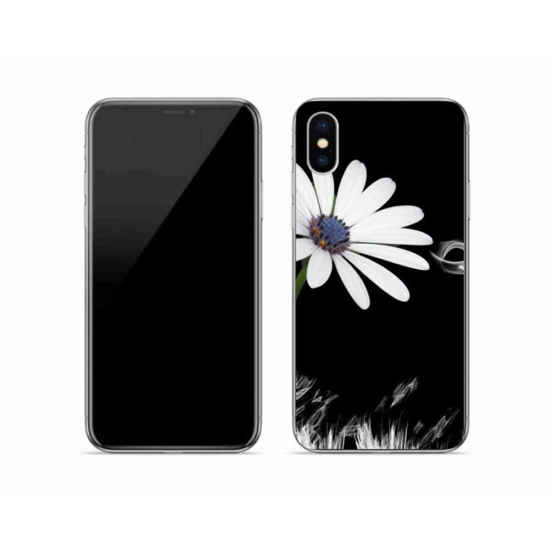 Gelový kryt mmCase na mobil iPhone X - bílá květina