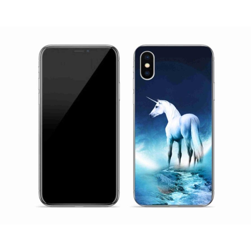 Gelový kryt mmCase na mobil iPhone X - bílý jednorožec